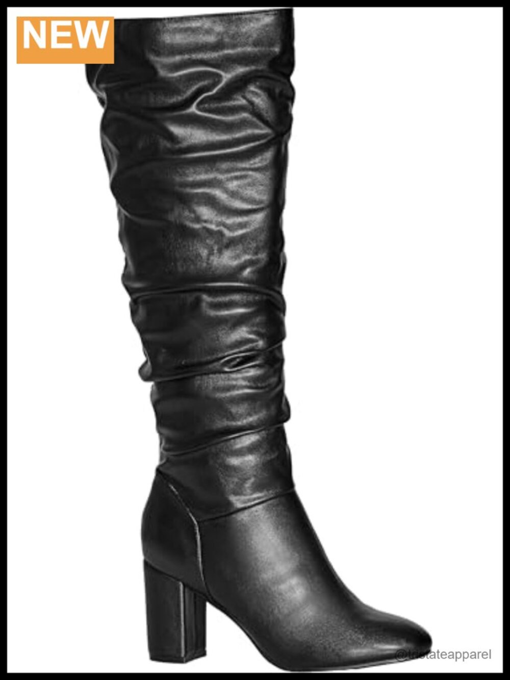 Faux Leather Wide Fit Knee High Block Heel Boots Zip Closure Plus Size